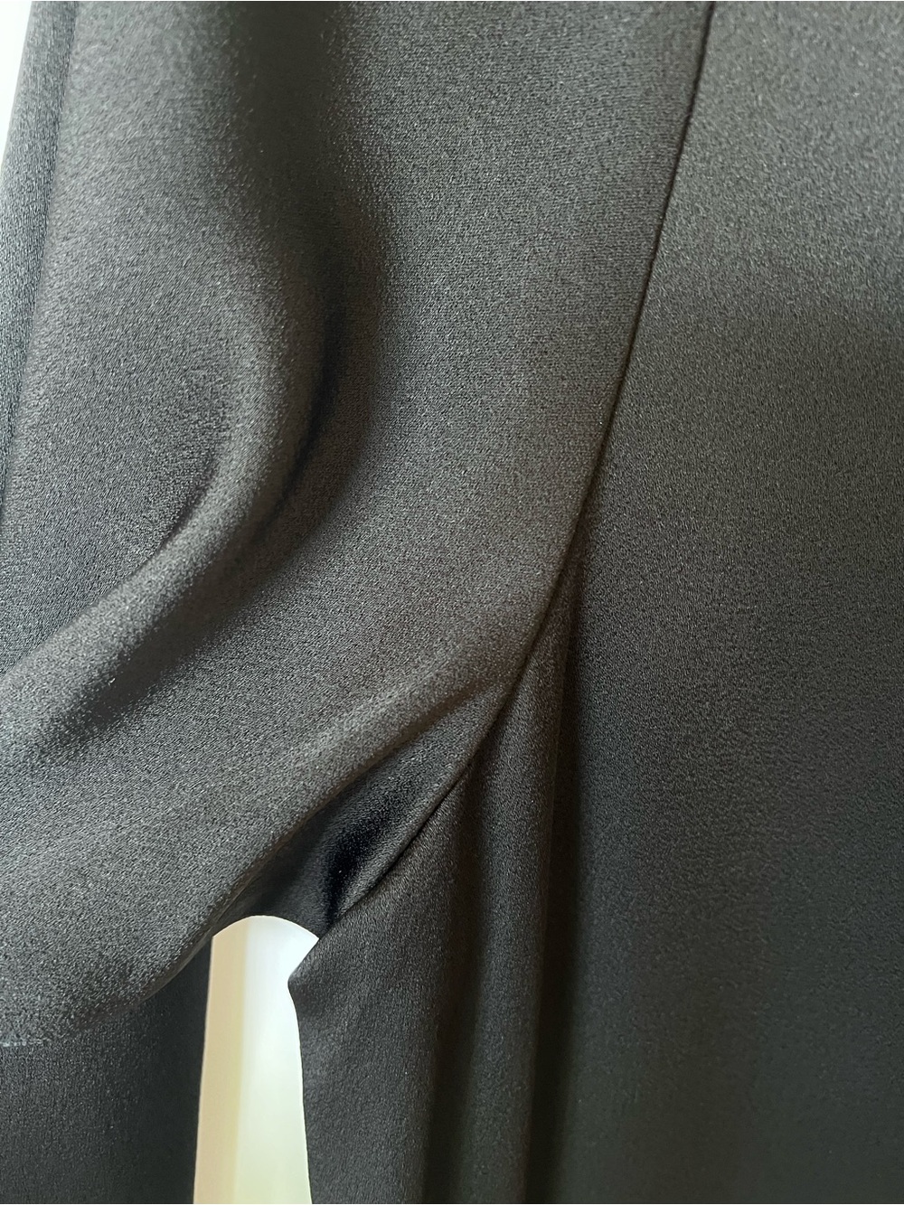 Theory Black Satin Long Sleeve Elastic Drop Waist Dress - Picture 4 of 8